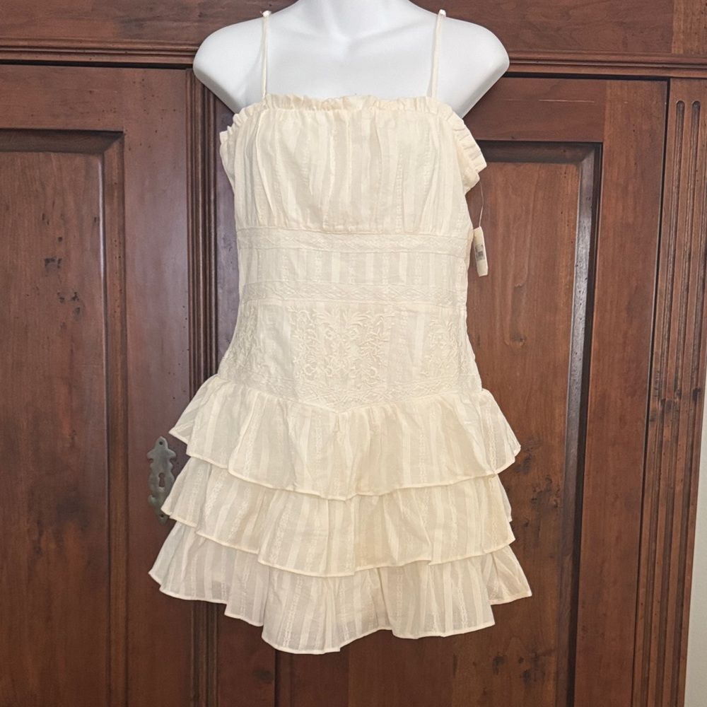 NWT Altar'd State Nina Ivory Textured Mini Dress Size M